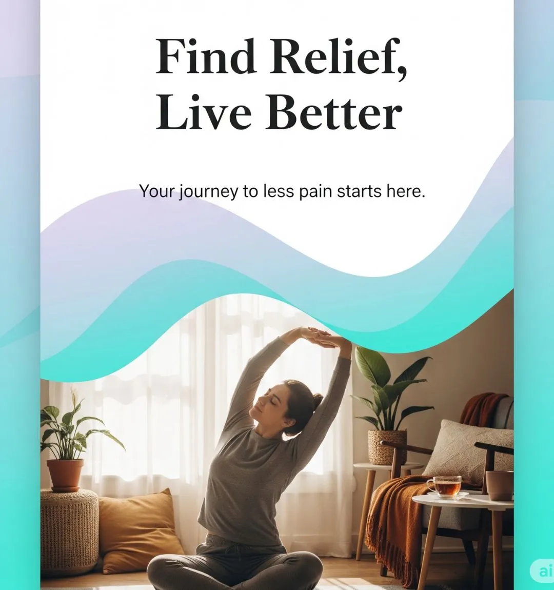 A woman sat stretching in relief.